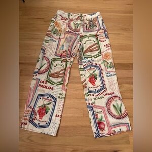 Rachel Zoe Linen blend Multicolor Graphic Print Resort Style Pants